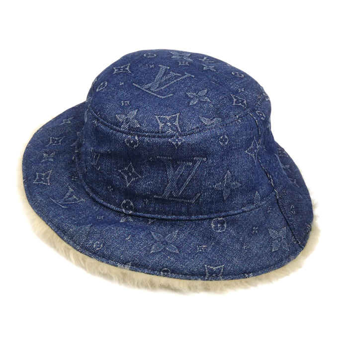 LOUIS VUITTON ルイ・ヴィトン ボネ シアリング デニム ハット ブルー M77127 L レディース【中古】【美品】