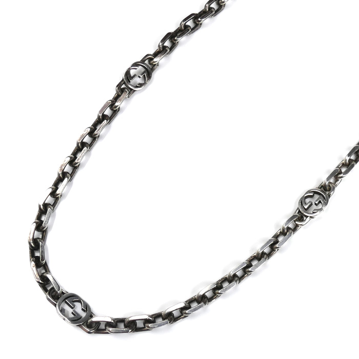 GUCCI グッチ シルバー925 インターロッキングG ネックレス ‎616941 J8400 0811 56.7g 60cm メンズ【中古】