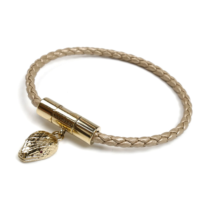 BVLGARI ブルガリ 真鍮 革 セルペンティ フォーエバー レザー ブレスレット レディース【中古】
