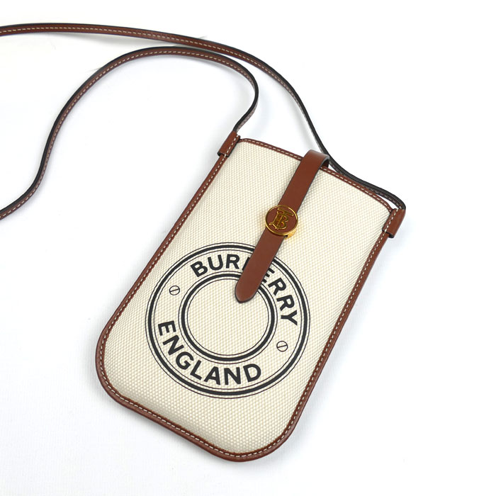 BURBERRY バーバリー ショルダーバッグ フォンポーチ アイボリー×ブラウン 8040877 レディース【中古】【美品】