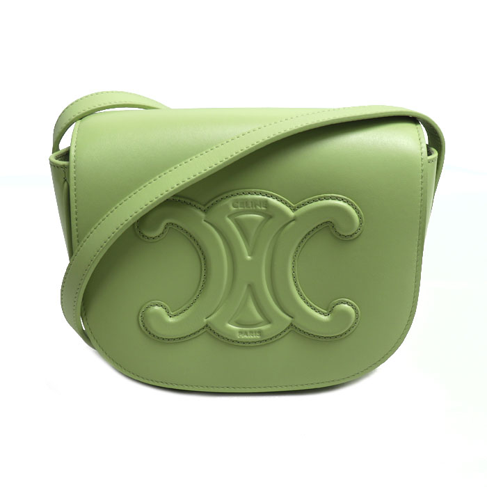CELINE セリーヌ フォルコ キュイル トリオンフ ショルダーバッグ Light Jade 198263DU3.15LJ レディース【中古】【美品】