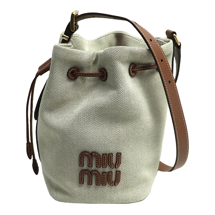 MIUMIU ミュウミュウ バケットバッグ ショルダーバッグ ベージュ/ブラウン 5BE090 レディース【中古】【美品】
