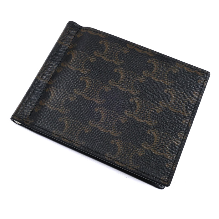 CELINE セリーヌ トリオンフ ビルクリップウォレット 二つ折り財布 ブラウン 10J792BZR.38SI メンズ【中古】【美品】