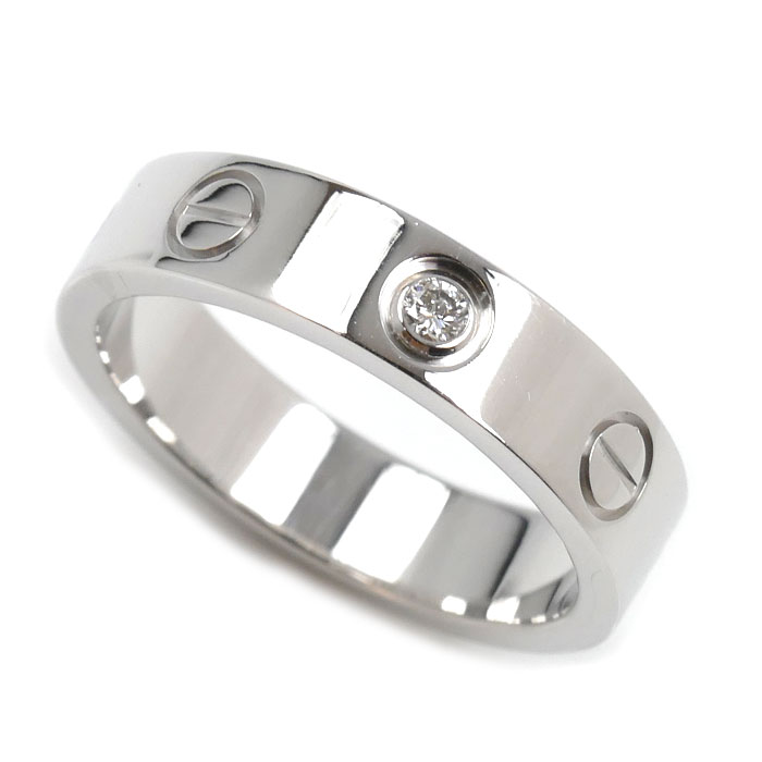 CARTIER カルティエ K18WG ホワイトゴールド ミニラブ 1P ダイヤ リング・指輪 B4050546 6号 46 4.3g レディース【中古】【美品】