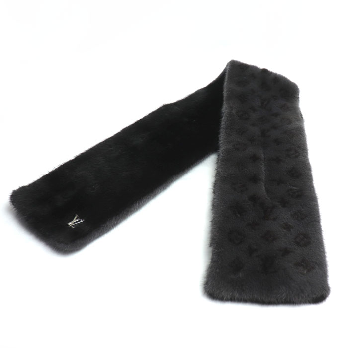 LOUIS VUITTON ルイ・ヴィトン マフラー モノグラムリバース グレー M75891 レディース【中古】【美品】