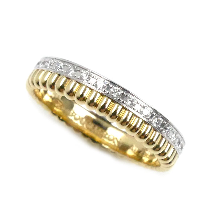 Boucheron ブシュロン K18YG/WG キャトル ラディアント ハーフ フルパヴェ リング・指輪 JAL00134 ダイヤモンド 9号 49 3.3g レディース【中古】【美品】