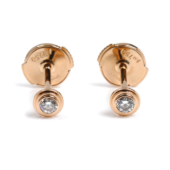 CARTIER カルティエ K18PG ピンクゴールド ダムール XS ピアス B8301214 ダイヤモンド 1.1g レディース【中古】【美品】