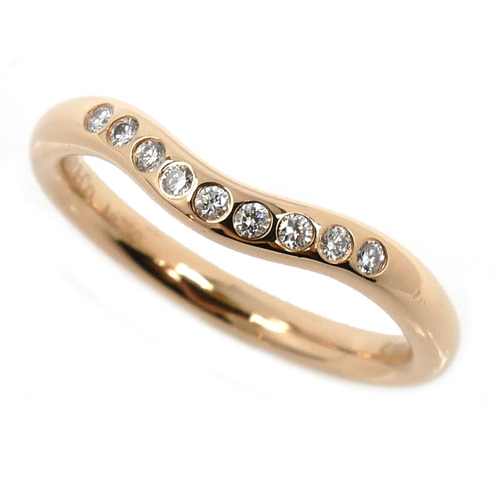 TIFFANY&Co. ティファニー K18PG ピンクゴールド カーブドバンド 9P ダイヤ リング・指輪 ダイヤモンド 6.5号 2.4g レディース【中古】