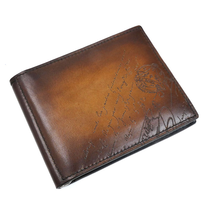 Berluti ベルルッティ フィギュア コイン フラップ コンパクトウォレット 二つ折り財布 ブラウン メンズ【中古】【美品】