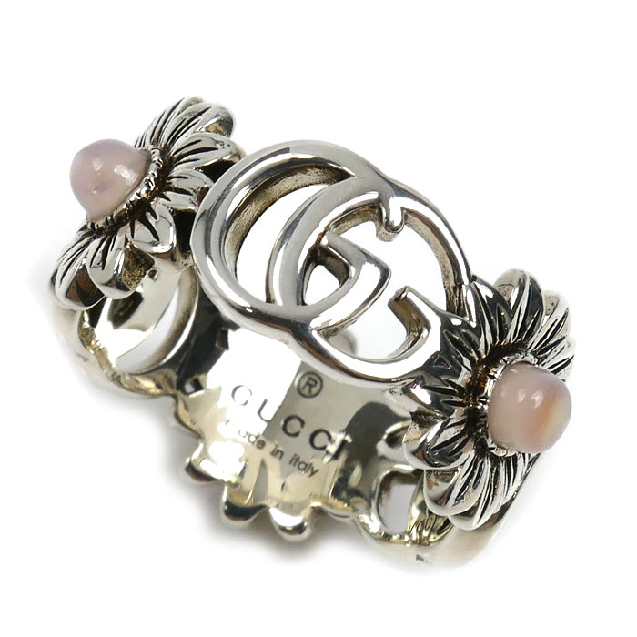 GUCCI グッチ シルバー925 ダブルG フラワー リング・指輪 527394 8号 4.0g マザーオブパール レディース【中古】