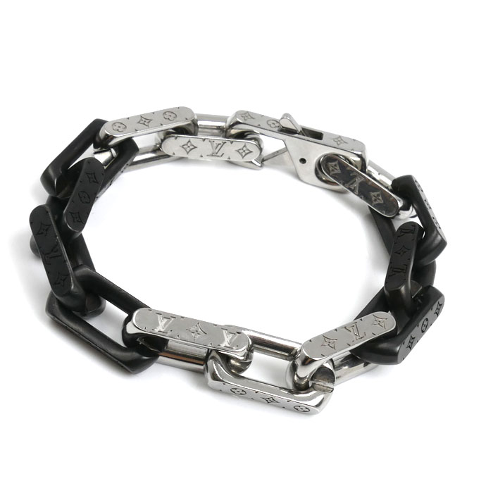 LOUIS VUITTON ルイ・ヴィトン シルバー メタル モノグラムチェーン ブレスレット M00686 M 19.5cm メンズ【中古】