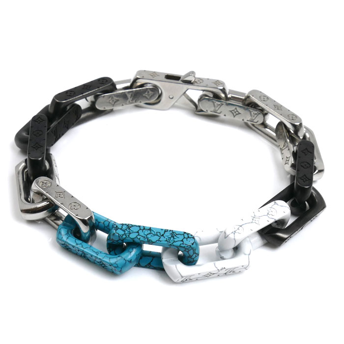 LOUIS VUITTON ルイ・ヴィトン GP シルバー モノグラムチェーン ブレスレット M1042L L 21.5cm メンズ【中古】