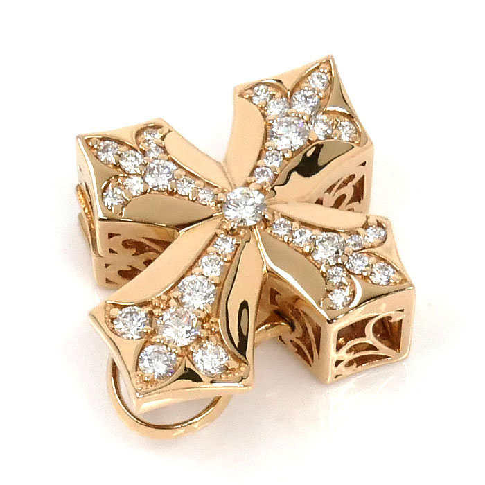 ゆきざき K18PG ピンクゴールド ダブルトップ ペンダントトップ W50121.12.22.5 ダイヤモンド0.56ct 5.6g ユニセックス【中古】【美品】