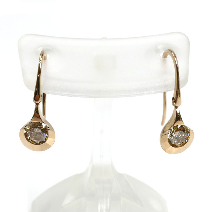 カシケイ K18PG ピンクゴールド ドッツ ダイヤ ピアス BDZ009P ダイヤモンド0.40ct/0.40ct 1.2g レディース【中古】