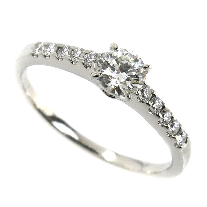 MIKIMOTO ミキモト Pt950プラチナ ダイヤ リング・指輪 ダイヤモンド0.31ct/0.12ct 12号 3.4g レディース【中古】【美品】