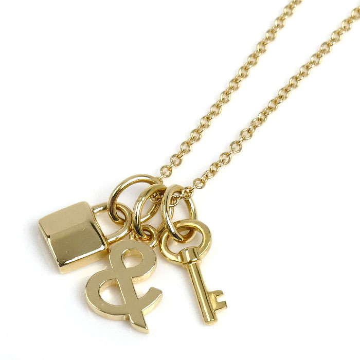 TIFFANY&Co. ティファニー K18YG イエローゴールド ティファニー＆ラブ ロック アンド キー ネックレス 3.4g 45cm レディース【中古】