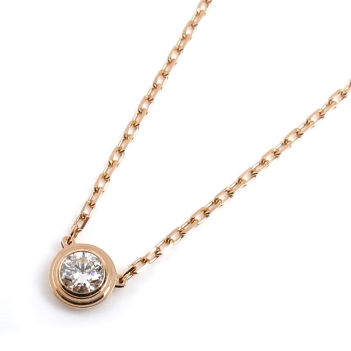 CARTIER カルティエ K18PG ピンクゴールド ダムール LM ダイヤ ネックレス B7215600 ダイヤモンド 2.9g 38/41cm レディース【中古】【美品】