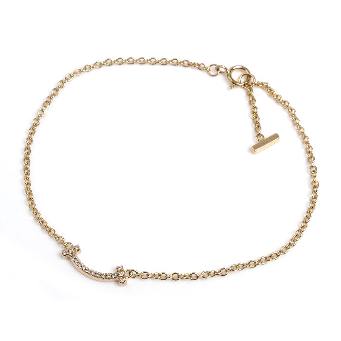 TIFFANY&Co. ティファニー K18PG ピンクゴールド Tスマイル ミニ ダイヤ ブレスレット 62994673 ダイヤモンド 1.6g 16/17cm レディース【中古】【美品】
