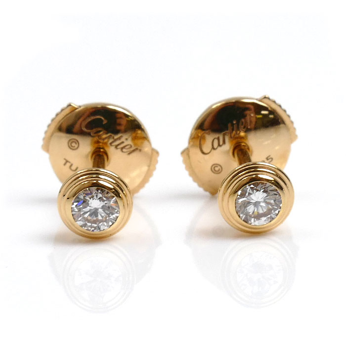 CARTIER カルティエ K18PG ピンクゴールド ダムール MM ダイヤ ピアス B8041500 ダイヤモンド 1.9g レディース【中古】【美品】