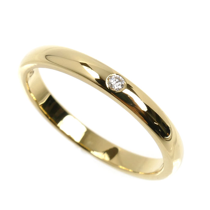 TIFFANY&Co. ティファニー K18YG イエローゴールド スタッキングバンド 1P ダイヤ リング・指輪 60016280 ダイヤモンド 17号 3.5g レディース【中古】【美品】