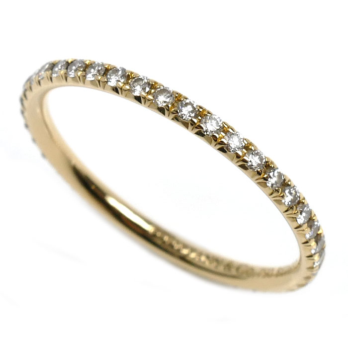 TIFFANY&Co. ティファニー K18YG イエローゴールド メトロ フルサークル ダイヤ リング・指輪 ダイヤモンド 9号 0.9g レディース【中古】【美品】