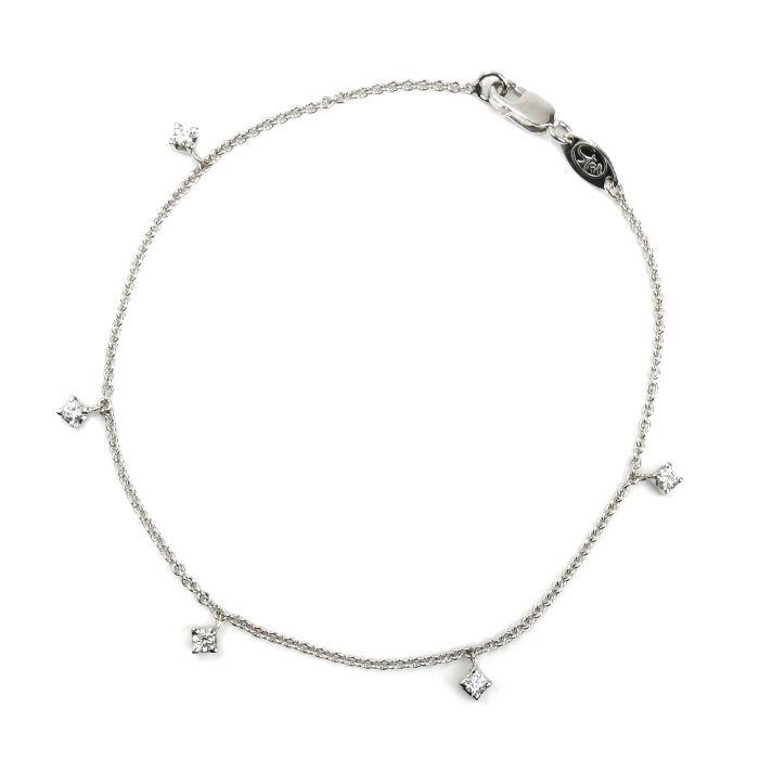 STAR JEWELRY スタージュエリー K18WG ホワイトゴールド ブレスレット ダイヤモンド0.18ct 1.9g 17.5cm レディース【中古】