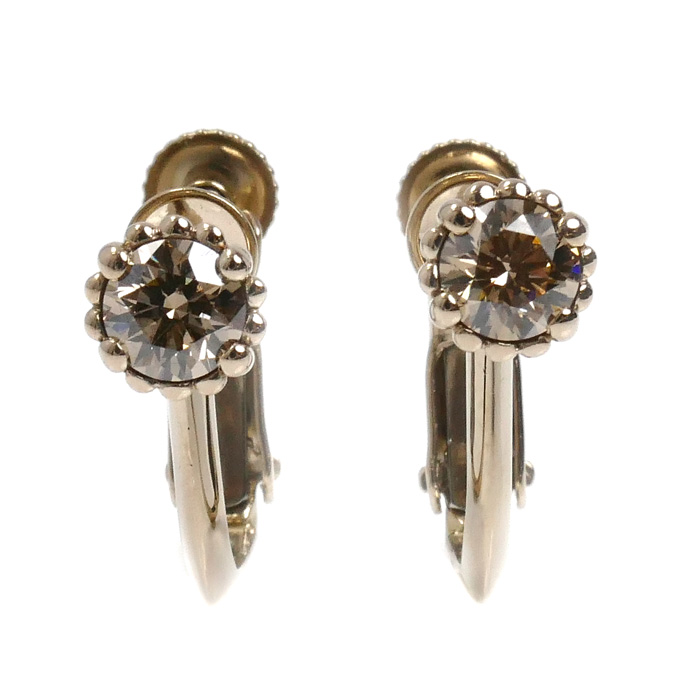 カシケイ K18BG ミル イヤリング ダイヤモンド0.40ct 2.5g ネジばね式 レディース【中古】【美品】