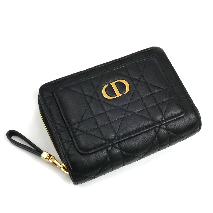 Dior ディオール ディオール カロ アカシア 二つ折り財布 ブラック S5240UWHC_M900 カナージュ レディース【中古】【美品】