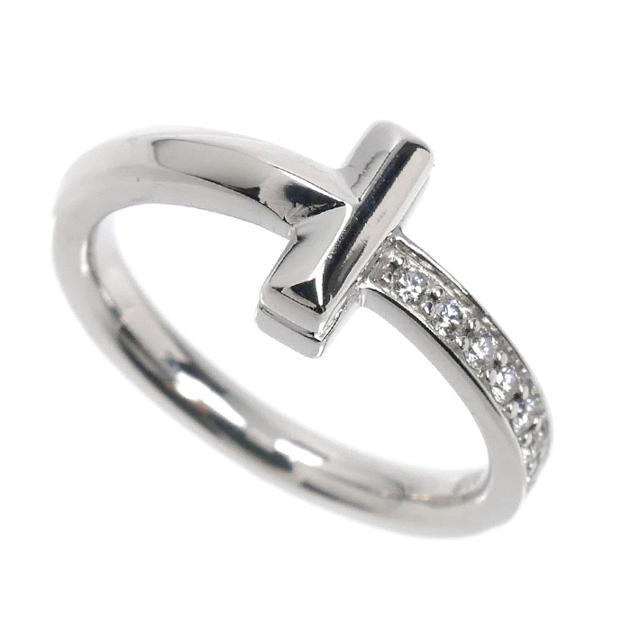 TIFFANY&Co. ティファニー K18WG ホワイトゴールド Tワン  リング・指輪 67795474 ダイヤモンド 7号 3.8g レディース【中古】【美品】