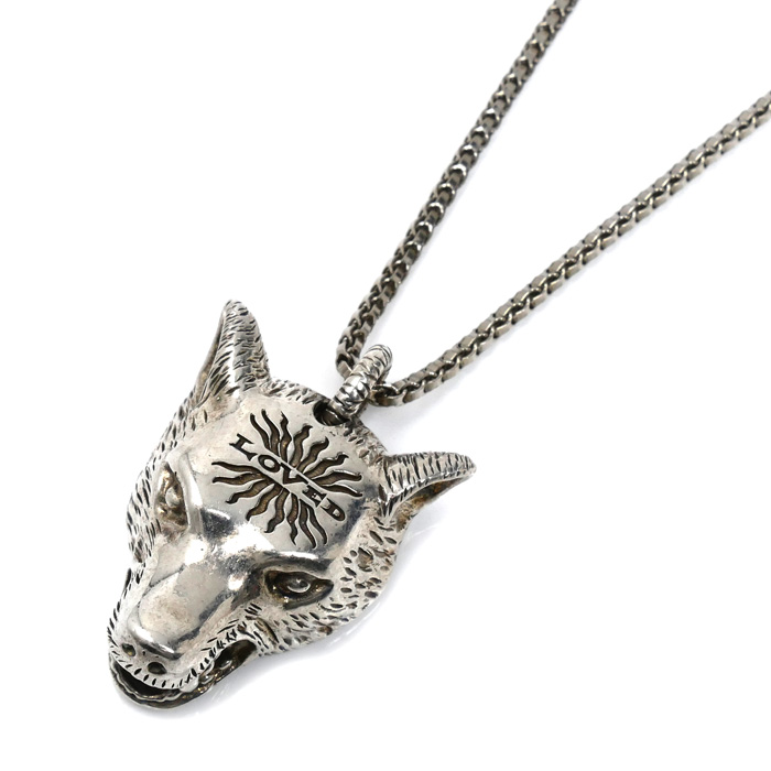 GUCCI グッチ シルバー925 アンガーフォレスト ウルフ ネックレス 54.3g 55cm メンズ【中古】