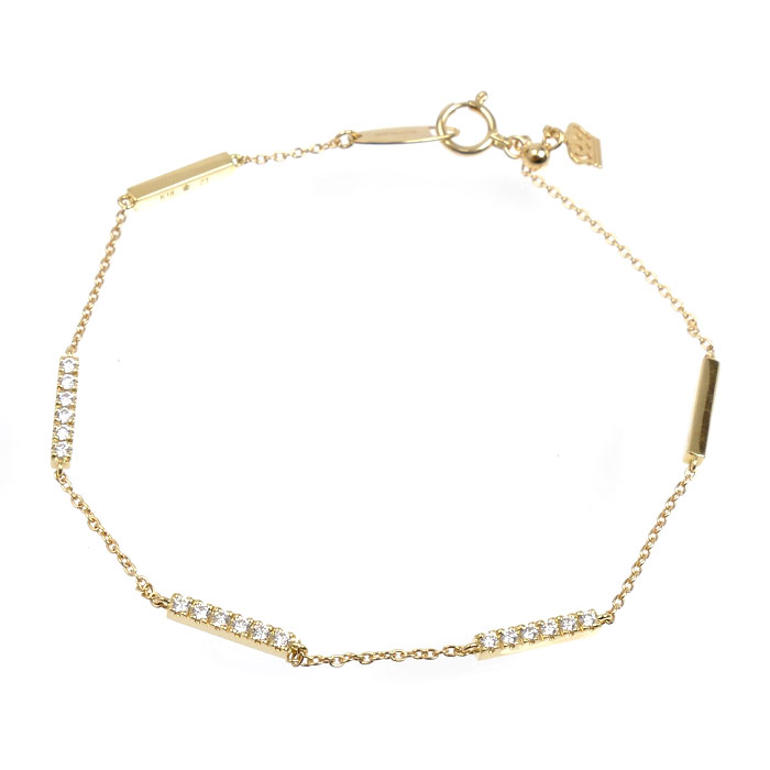 ROYAL ASSCHER K18YG イエローゴールド ライン ブレスレット JAF0011G ダイヤモンド0.23ct 3.3g 16.0～18.5cm フリーチェーン レディース【中古】