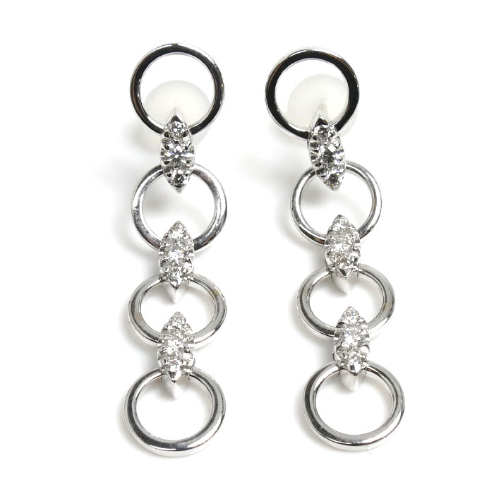 Ponte Vecchio ポンテヴェキオ K18WG ホワイトゴールド ダイヤ ピアス ダイヤモンド0.38ct 5.0g レディース【中古】【美品】