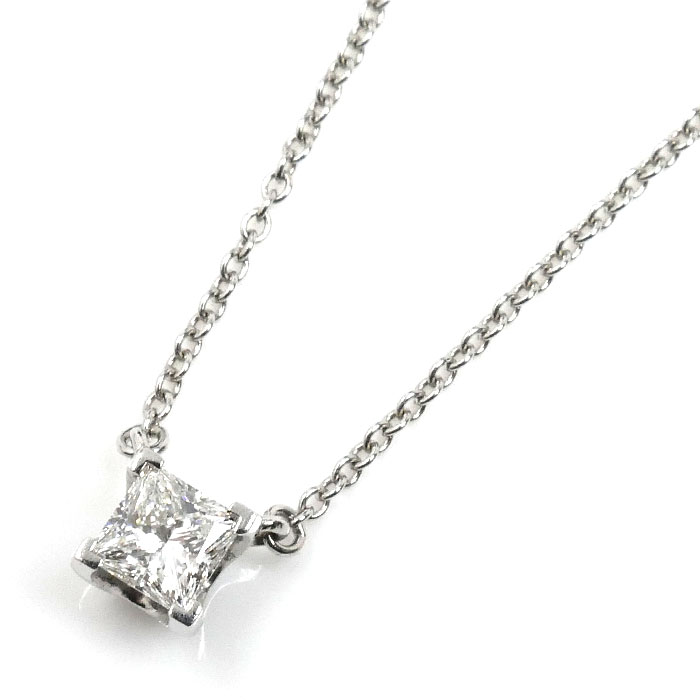 TIFFANY&Co. ティファニー Pt950プラチナ プリンセスカット ダイヤ ネックレス ダイヤモンド0.30ct 2.6g 40.5cm レディース【中古】