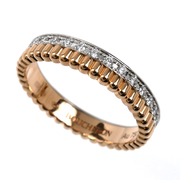 Boucheron ブシュロン K18WG ホワイトゴールド K18PG ピンクゴールド キャトル ラディアント ハーフ リング・指輪 JAL00248 ダイヤモンド 8号 48 3.2g レディース【中古】【美品】