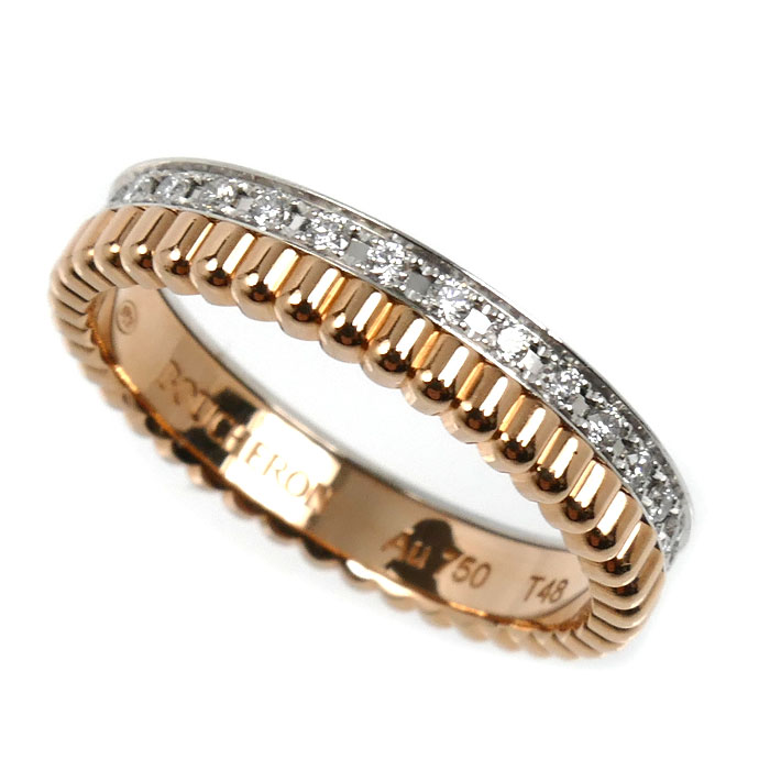 Boucheron ブシュロン K18PG ピンクゴールド K18WG ホワイトゴールド キャトル ラディアント ハーフ リング・指輪 JAL00248 ダイヤモンド 8号 48 3.2g レディース【中古】【美品】