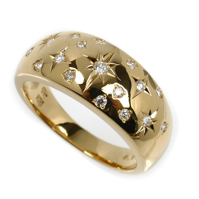 STAR JEWELRY スタージュエリー K18YG イエローゴールド リング・指輪 ダイヤモンド0.19ct 15号 6.8g レディース【中古】【美品】