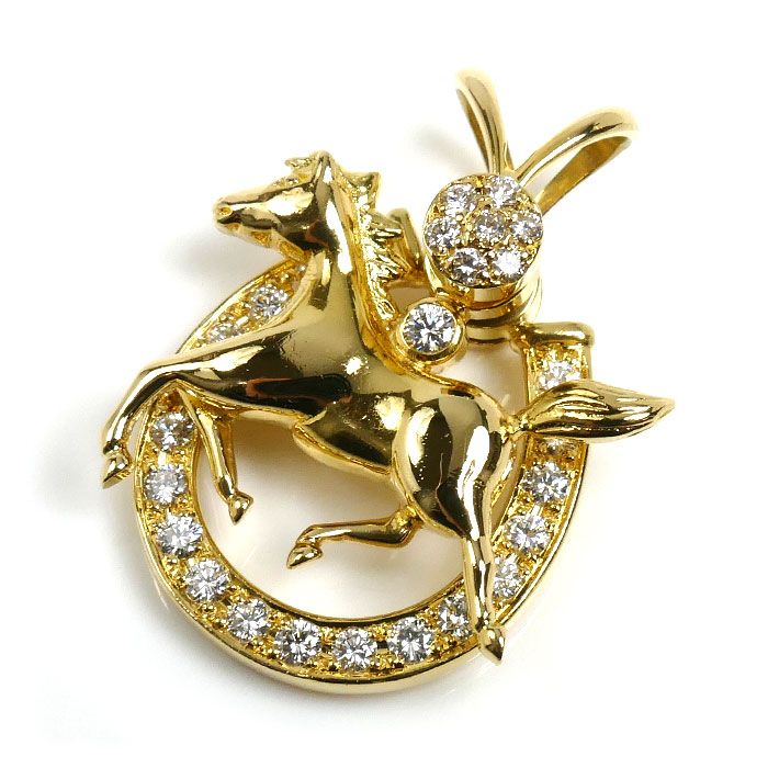 平和堂 K18YG イエローゴールド ペンダントトップ ダイヤモンド0.60ct 9.3g 馬 馬蹄 ホースシュー レディース【中古】