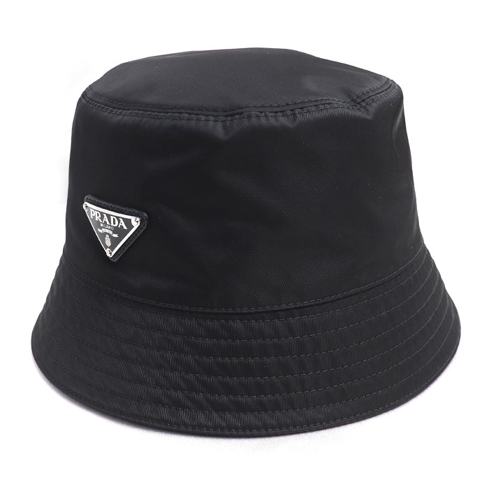 PRADA プラダ RE-NYLON トライアングルロゴ バケットハット ハット ブラック 1HC137_2DMI_F0002 M レディース【中古】【美品】