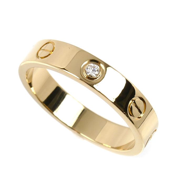 CARTIER カルティエ K18YG イエローゴールド ミニラブ 1PD リング・指輪 B4056153 ダイヤモンド 13号 53 4.5g レディース【中古】【美品】