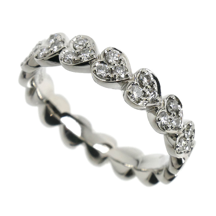 STAR JEWELRY スタージュエリー Pt950プラチナ ハートラウンド ハーフエタニティ リング・指輪 1XR0544 ダイヤモンド0.26ct 12号 6.4g レディース【中古】【美品】
