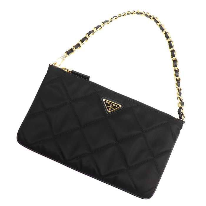 PRADA プラダ Re-Nylon テスートインプントゥ チェーンショルダー ショルダーバッグ ブラック 1NI054 2A0S F0002 レディース【中古】【美品】