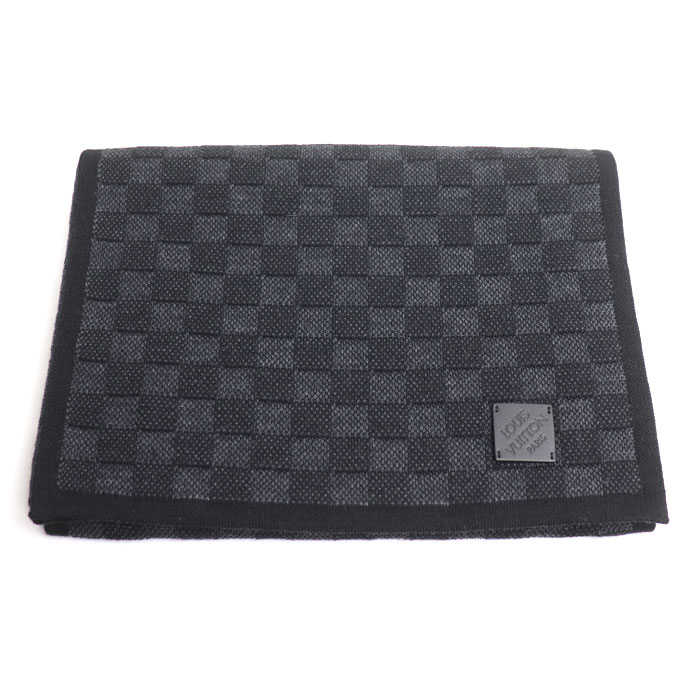 LOUIS VUITTON ルイ・ヴィトン ネオ プティ ダミエ マフラー ブラック M77988 メンズ【中古】【美品】