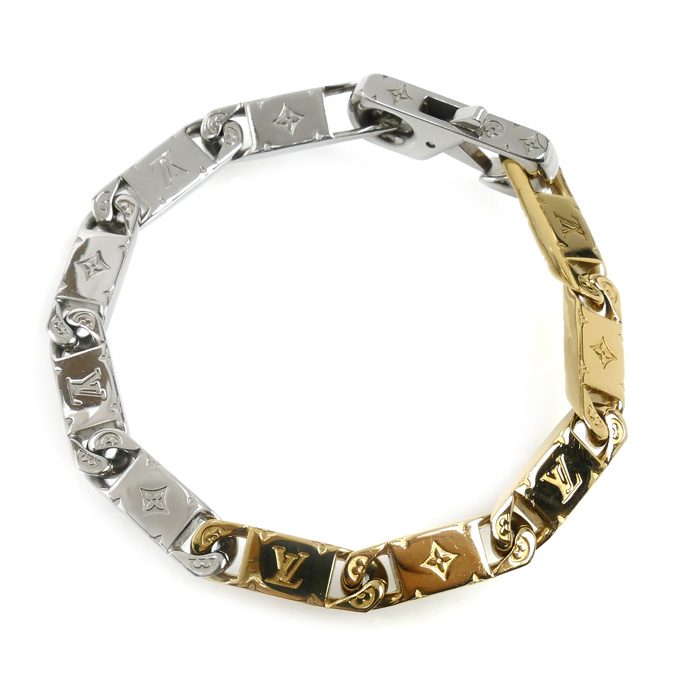 LOUIS VUITTON ルイ・ヴィトン メタル GP モノグラム タイドアップ ブレスレット M1306M AK2284 M 19.5cm メンズ【中古】