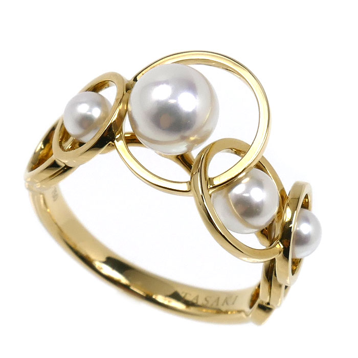 TASAKI タサキ K18YG イエローゴールド エニーマ リング・指輪 R-4393-18KYG アコヤパール約3.5～6.0mm 13号 4.3g レディース【中古】【美品】