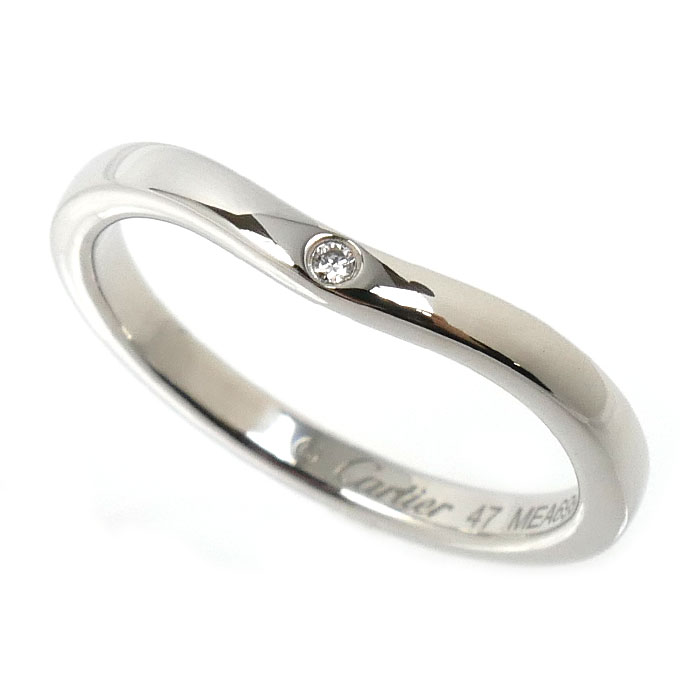 CARTIER カルティエ Pt950プラチナ バレリーナ カーブ ウェディング 3Pダイヤ リング・指輪 B4092947 ダイヤモンド 7号 47 2.9g レディース【中古】【美品】