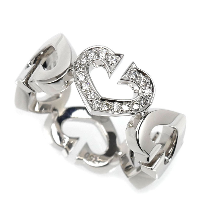 CARTIER カルティエ K18WG ホワイトゴールド Cハート リング・指輪 B4041549 ダイヤモンド 9号 49 7.5g レディース【中古】【美品】