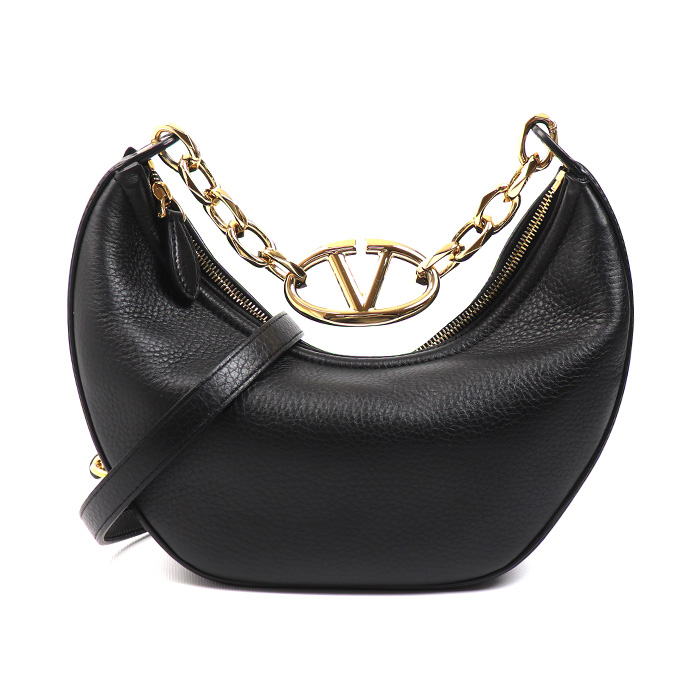 Valentino Garavani ヴァレンティノ・ガラヴァーニ Vロゴ ホーボー ムーン 2Wayショルダーバッグ ブラック 5W2B0Q42JDK レディース【中古】【美品】