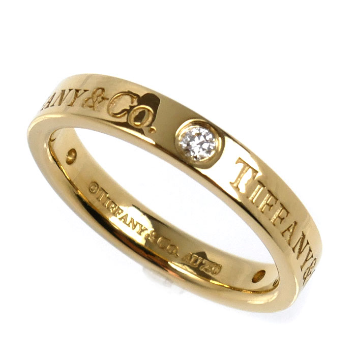 TIFFANY&Co. ティファニー K18YG イエローゴールド フラットバンド 3P ダイヤ リング・指輪 ダイヤモンド 6.5号 3.3g レディース【中古】【美品】