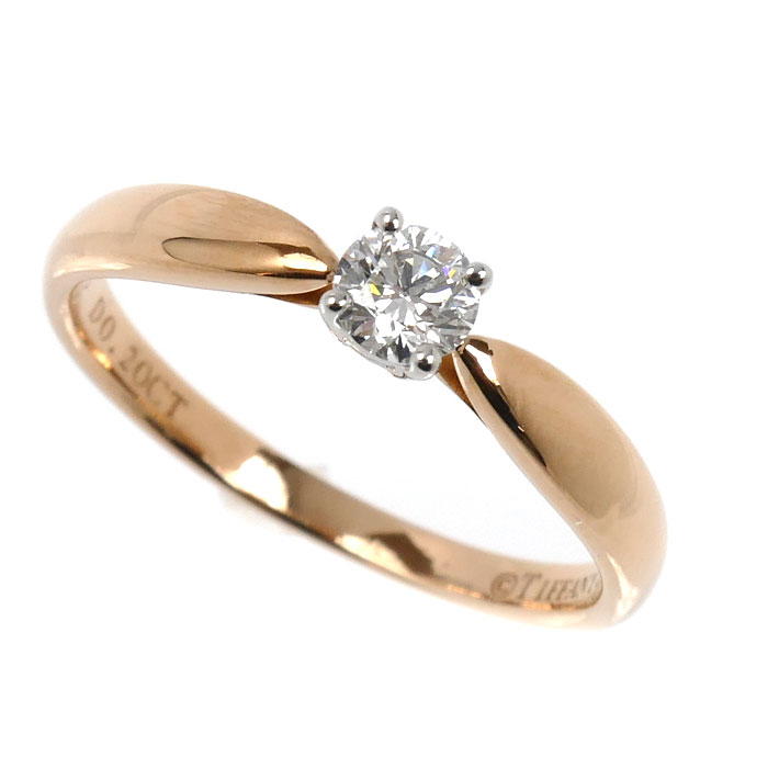 TIFFANY&Co. ティファニー K18PG ピンクゴールド Pt950プラチナ ハーモニー リング・指輪 ダイヤモンド0.20ct 10.5号 2.4g レディース【中古】【美品】