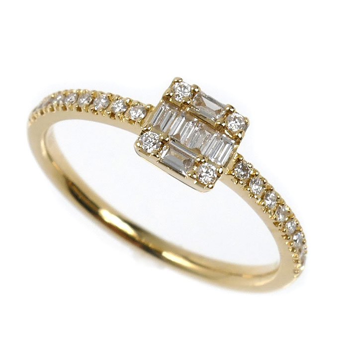 BELLESIORA ベルシオラ K18YG イエローゴールド SQUARE COLLECTION リング・指輪 ダイヤモンド0.24ct 9号 1.7g レディース【中古】【美品】
